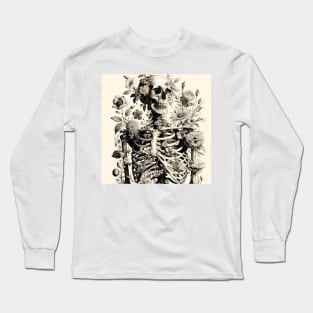 Floral Skeletons: Botanical Elegance Meets Anatomical Intrigue in 18th-Century Illustration Long Sleeve T-Shirt